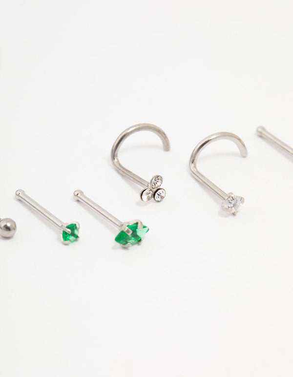 Surgical Steel Cluster Marquise Nose Piercing 6-Pack