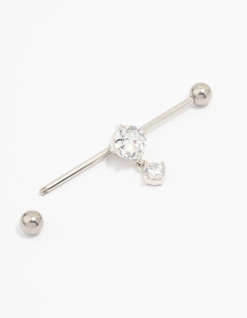 Surgical Steel Cubic Zirconia Drop Piercing Industrial Bar Lovisa