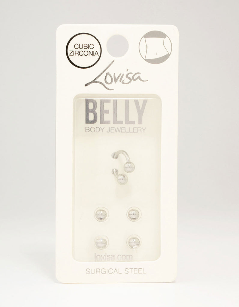 Surgical Steel Curved Interchangeable Belly Piercing Pack Lovisa