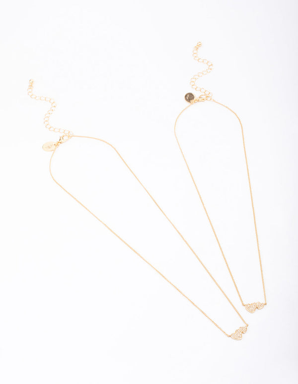 Gold Plated Cubic Zirconia Link Heart Necklace Pack