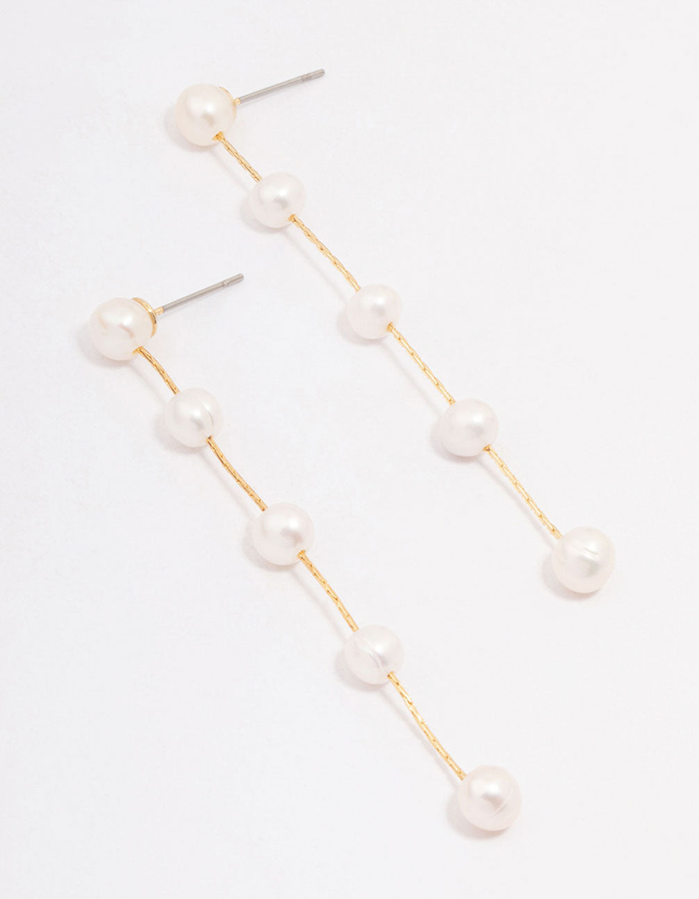 Gold Plated Freshwater Pearl Long Drop Earrings