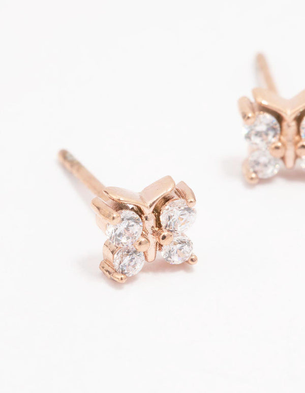 Rose Gold Plated Surgical Steel Butterfly Stud Earrings