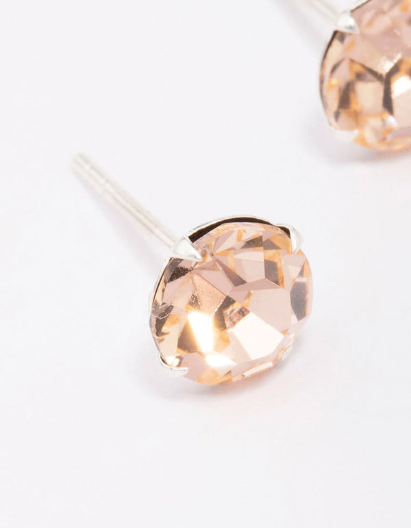 Sterling Silver Blush Czech Crystal Stud Earrings
