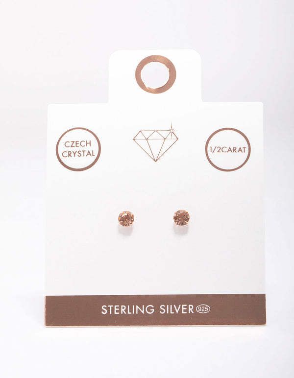 Rose Gold Plated Sterling Silver Czech Crystal Small Stud Earrings