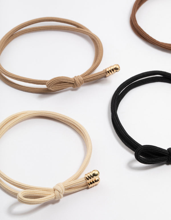 Bow Detail Fabric Hair Ties 5-Pack