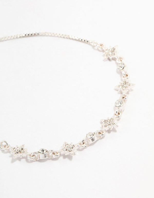 Silver Czech Bohemia Crystal Star Toggle Bracelet