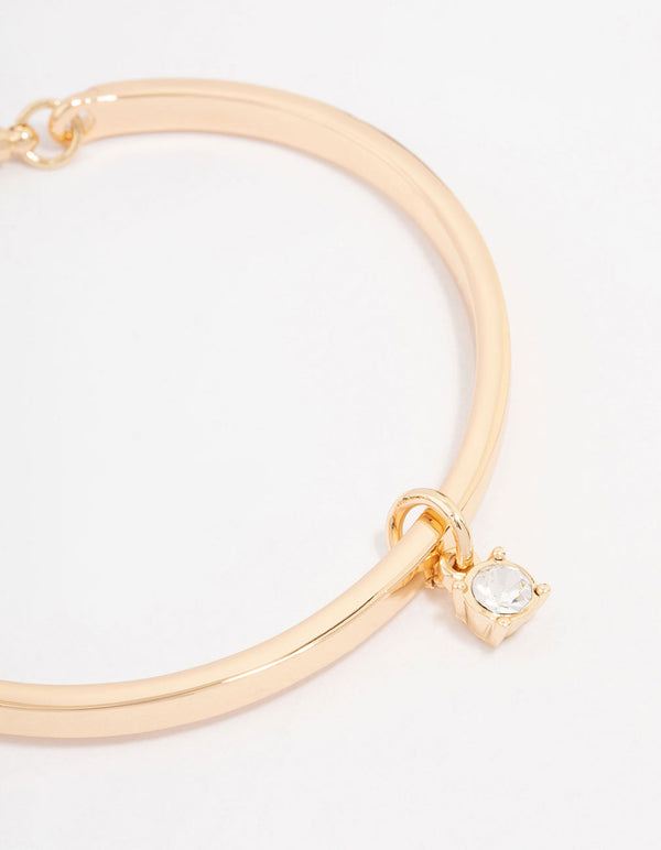 Gold Solitaire Crystal Toggle Bracelet
