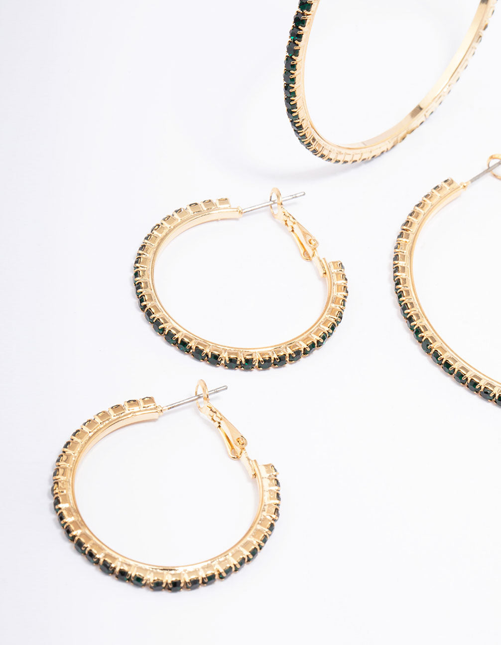 Gold Diamante Mixed Size Hoop Earring 3-Pack