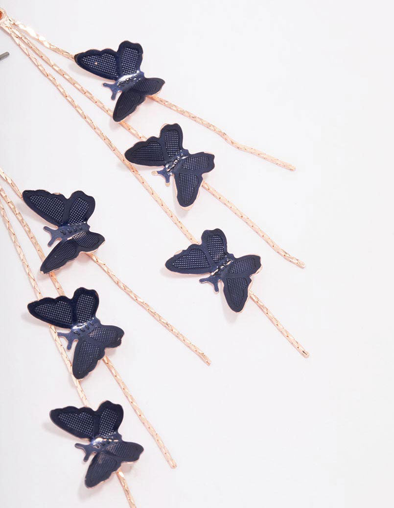 Gold Butterfly Drop Earrings