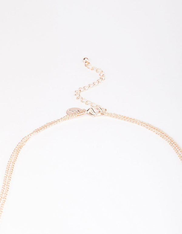 Rose Gold Beaded Layered Necklace