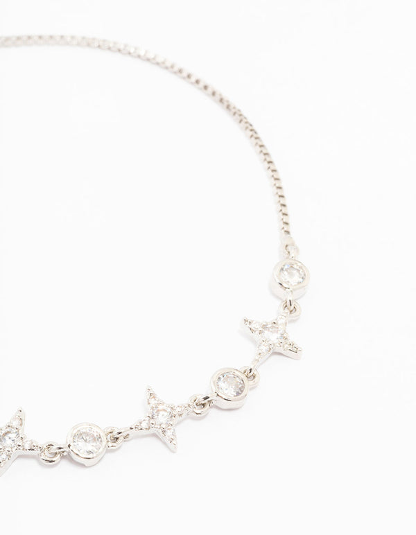 Silver Cubic Zirconia Toggle Bracelet