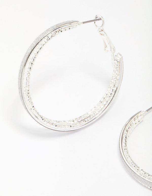 Silver Diamante Large Hoop Earrings