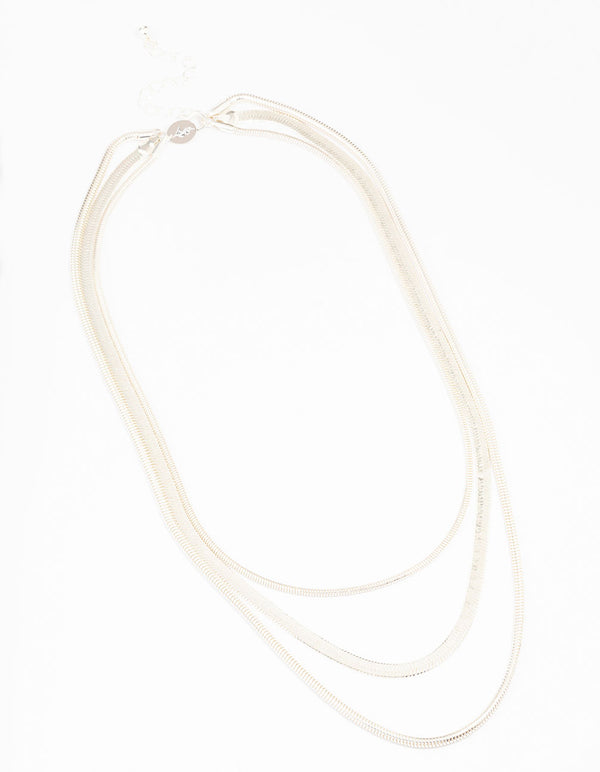 Silver Multi Row Necklace