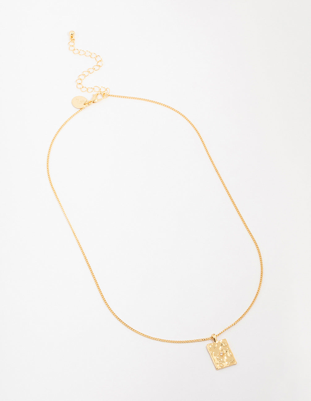Gold Plated Brass Organic Rectangular Star Pendant Necklace