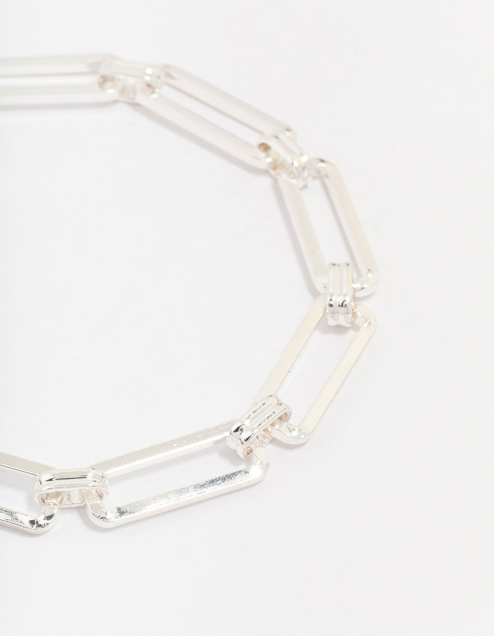 Silver Plated Brass Stretch Rectangular Link Bracelet