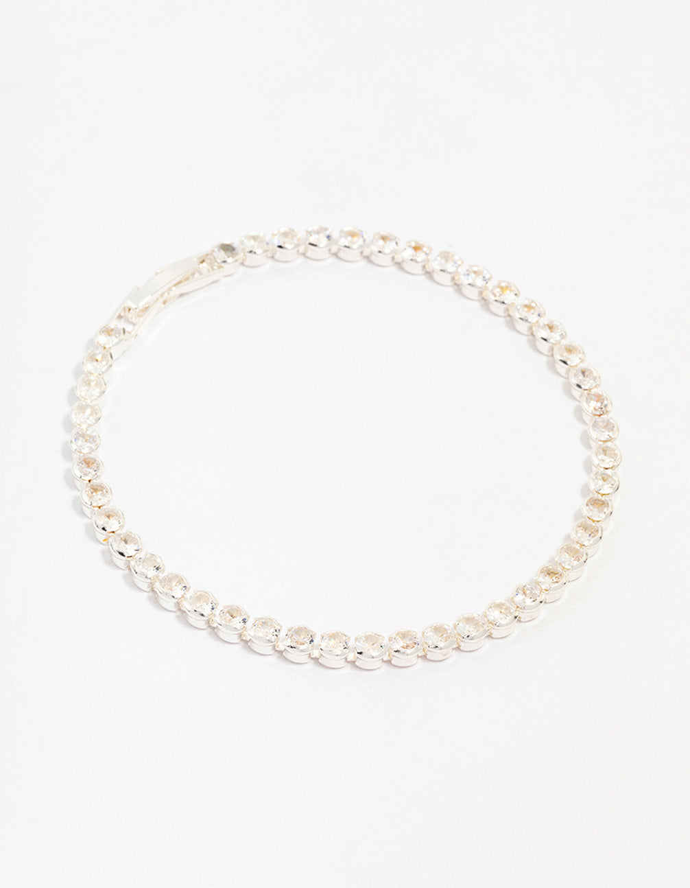 Silver Plated Brass Single Classic Tennis Bracelet