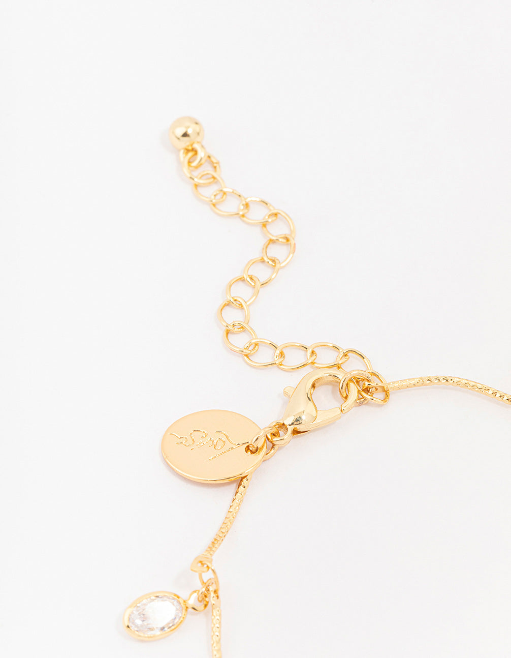 Gold Plated Brass Vine Crystal Charm Bracelet