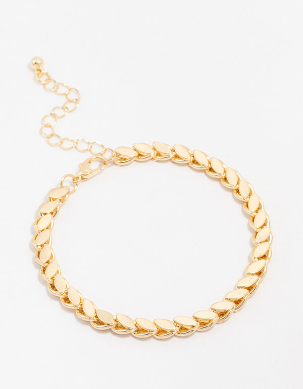 Gold Plated Brass Risoni Chain Bracelet