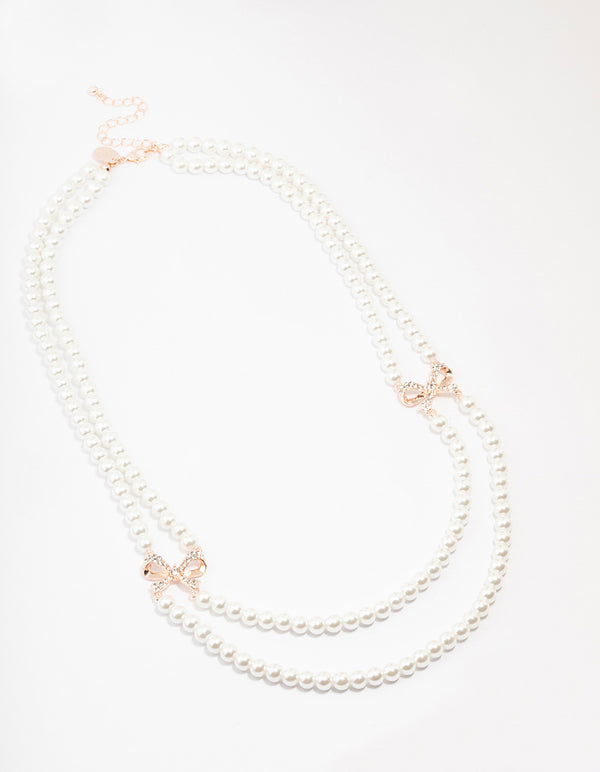 Pearl Bow Layered Necklace
