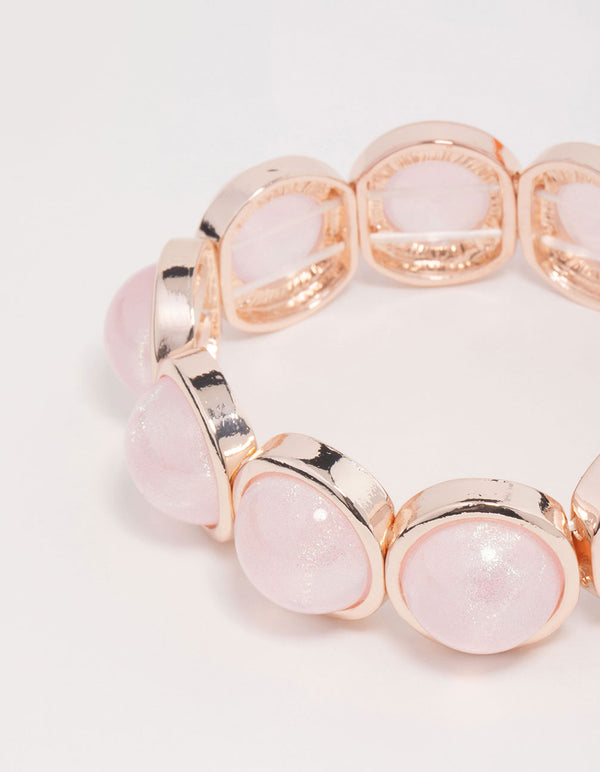 Rose Gold Pink Stone Stretch Bracelet