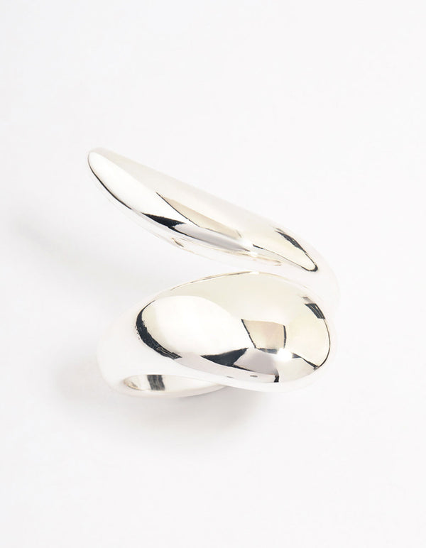Silver Plated Pointed Swoop Ring