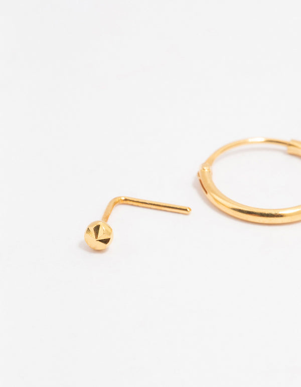 Gold Plated Sterling Silver Nose Ring & Studs 3-Pack