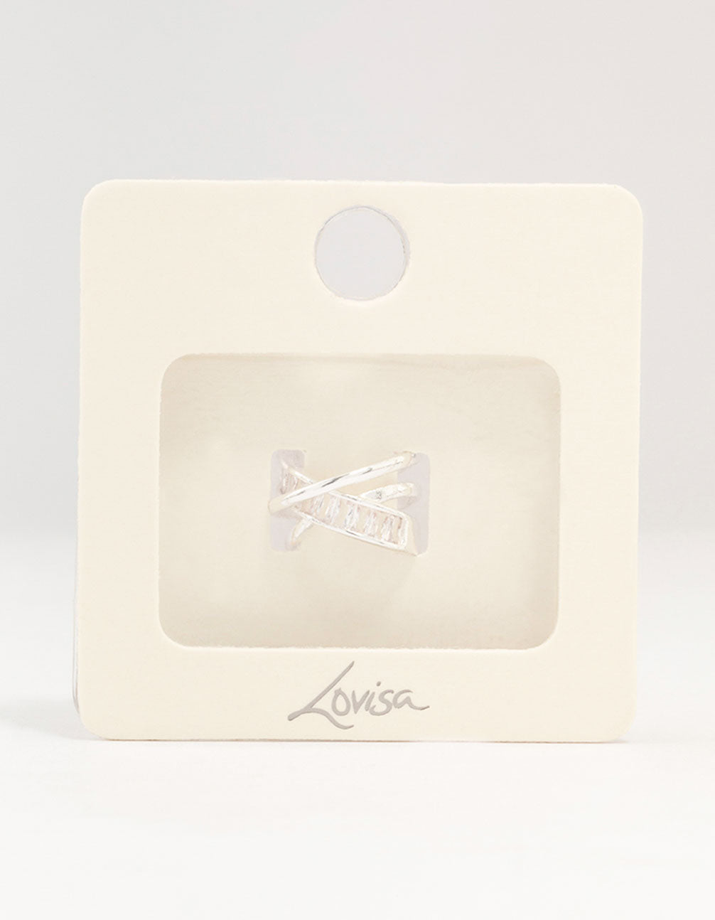 Silver Baguette Criss Cross Ear Cuff