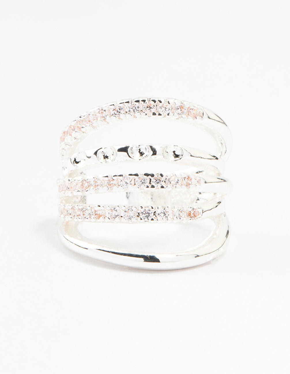 Silver Cubic Zirconia Five Row Hoop Ear Cuff