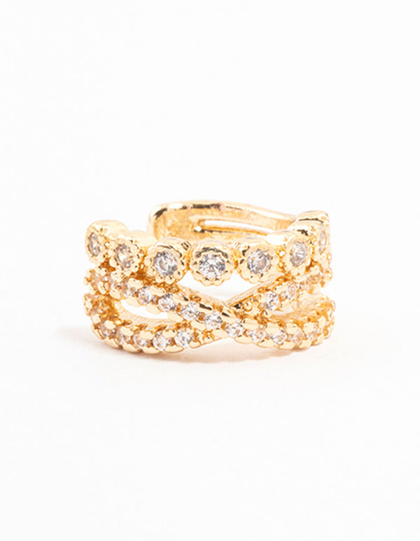 Gold Cubic Zirconia Infinity Ear Cuff