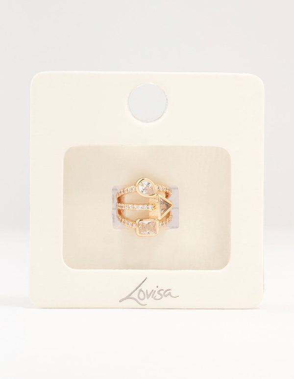 Gold Triangle Shaped Cubic Zirconia Ear Cuff