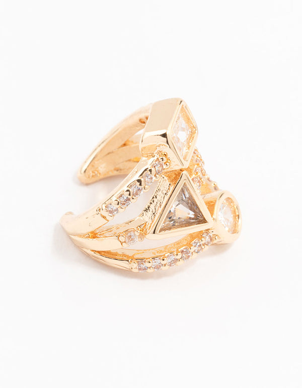 Gold Triangle Shaped Cubic Zirconia Ear Cuff