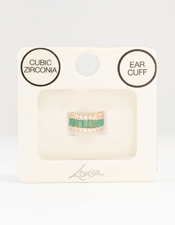 Gold Cubic Zirconia Baguette Encased Ear Cuff