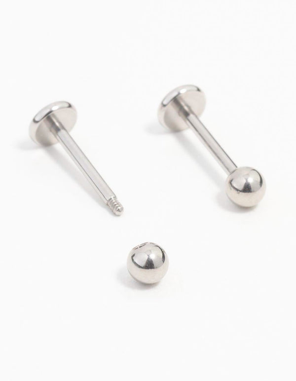 Surgical Steel Plain Ball Flat Back Earrings 2-Pack