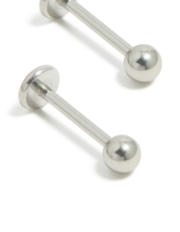 Surgical Steel Plain Ball Flat Back Earrings 2-Pack