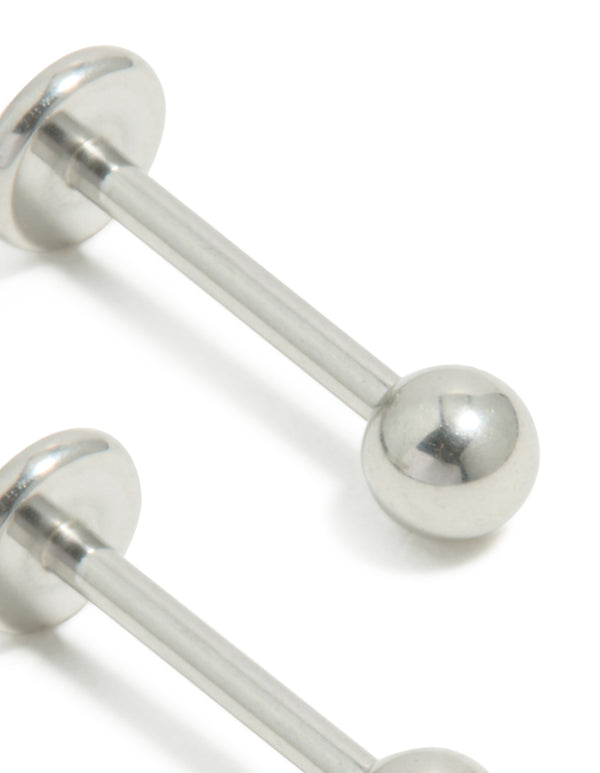 Surgical Steel Plain Ball Flat Back Earrings 2-Pack