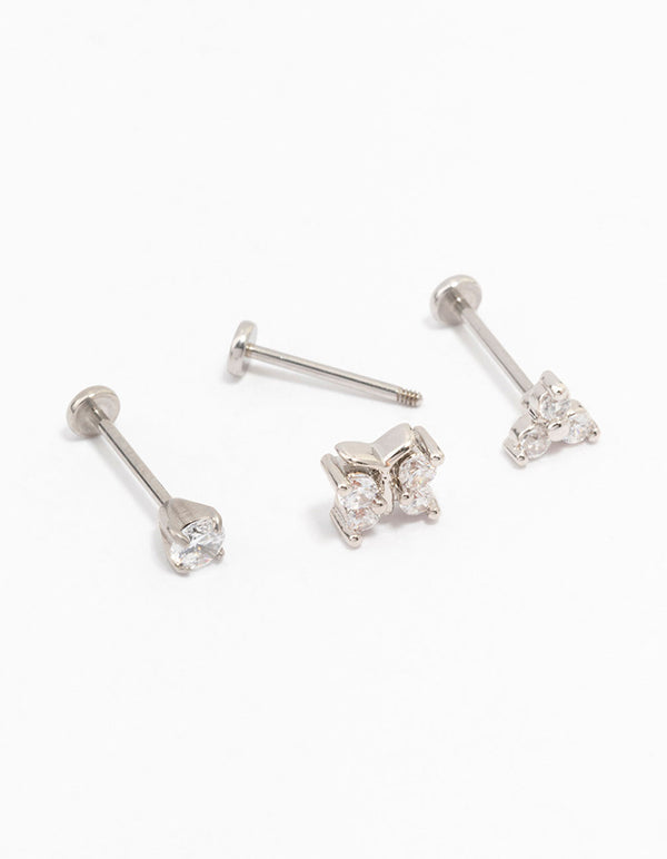 Surgical Steel Butterfly Flat Back Earrings 3-Pack