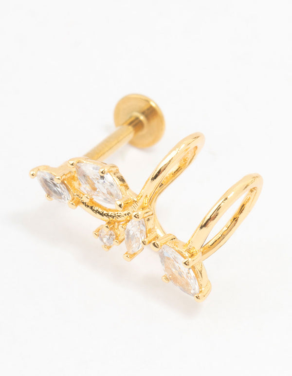 Gold Plated Surgical Steel Marquise Round Flat Back