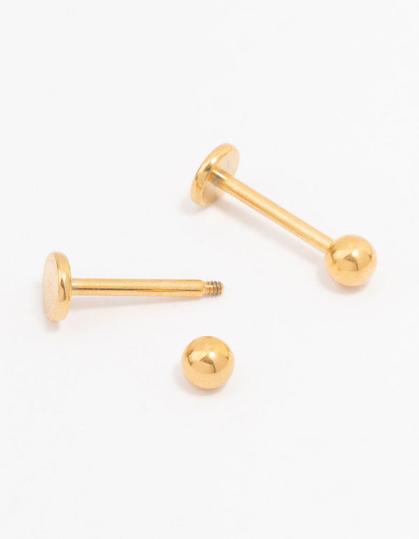 Gold Plated Surgical Steel Plain Ball Flat Backs