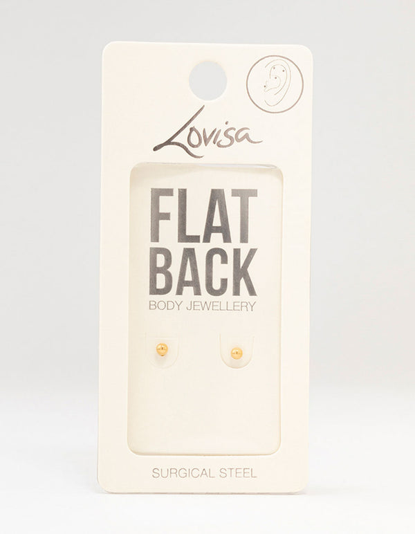 Gold Plated Surgical Steel Plain Ball Flat Backs