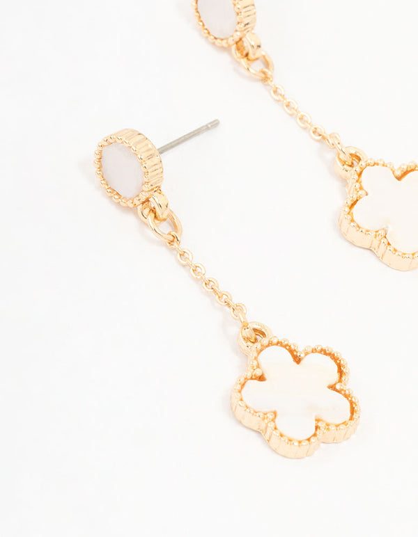 Gold Flower Chain Drop Earrings