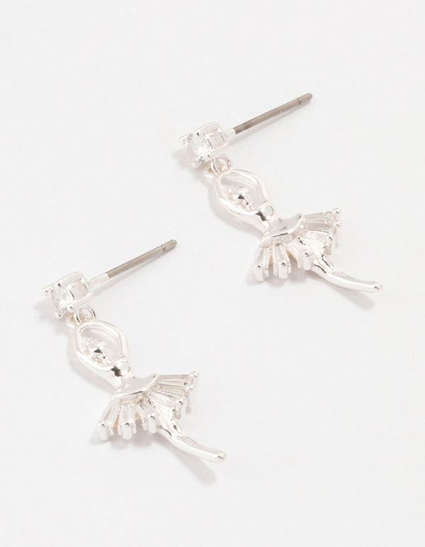 Silver Cubic Zirconia Ballerina Drop Earrings
