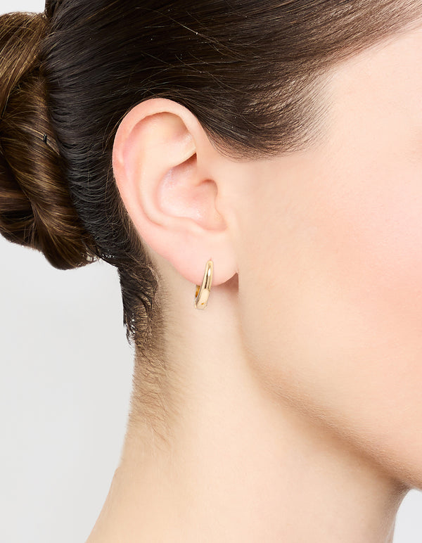 Gold Plain Clicker Huggie Earrings
