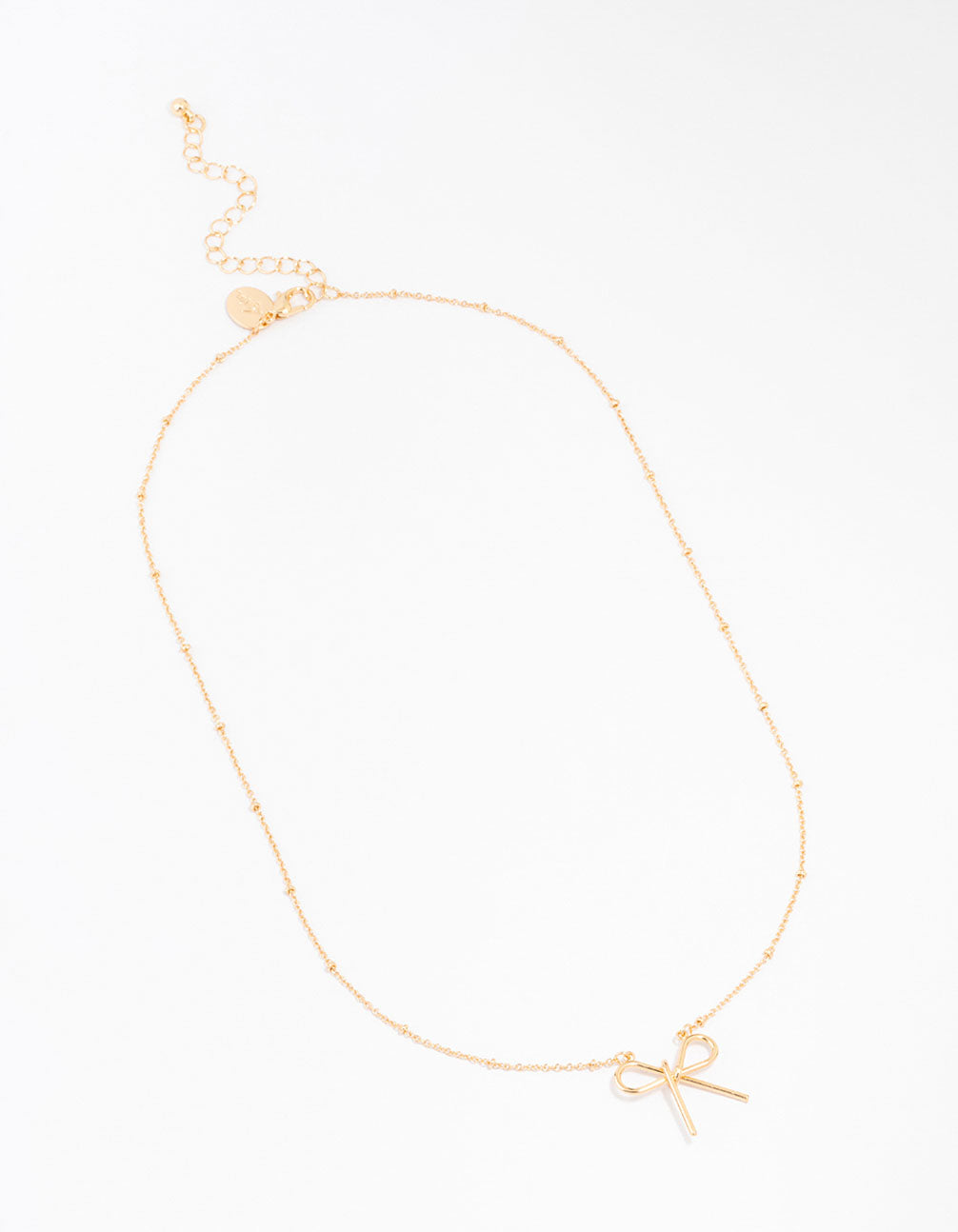 Gold Ball Chain Bow Necklace