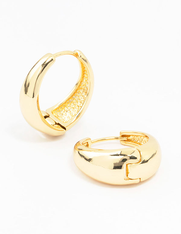 Large Gold Plated Chunky Classic Hoop Earrings
