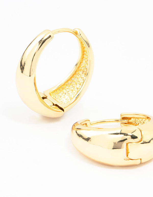 Large Gold Plated Chunky Classic Hoop Earrings
