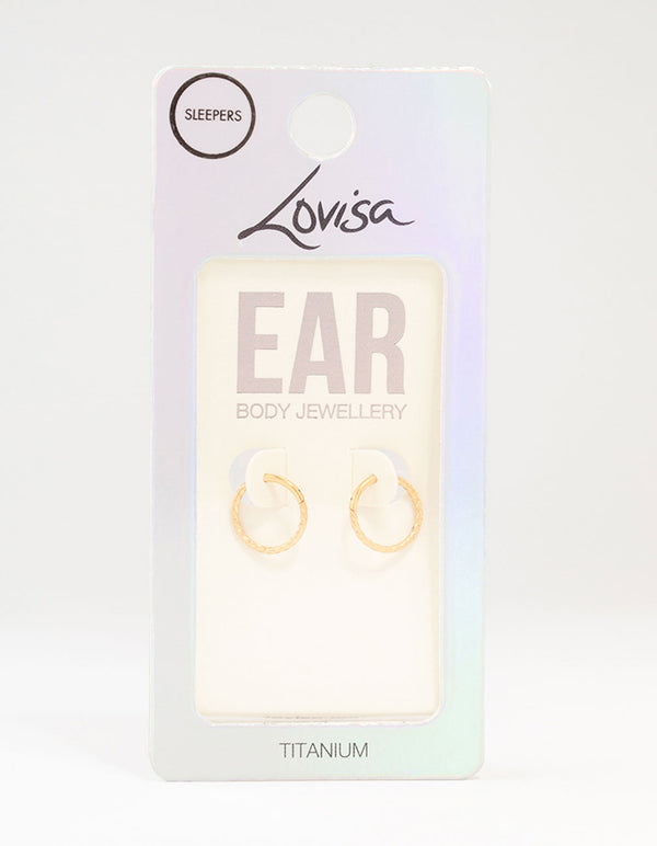 Gold Plated Titanium Sleeper Earrings 10 MM