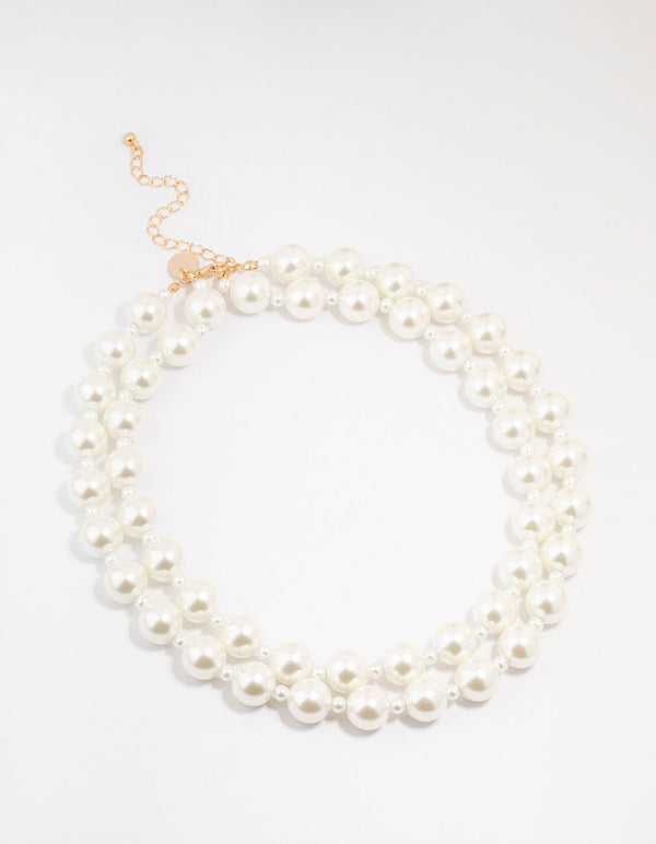 Beaded Statement Pearl Lariat Necklace