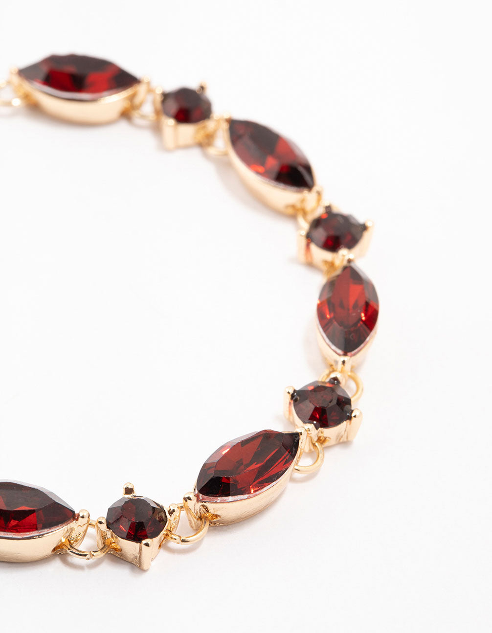 Gold Plated Marquise Red Jewel Toggle Bracelet