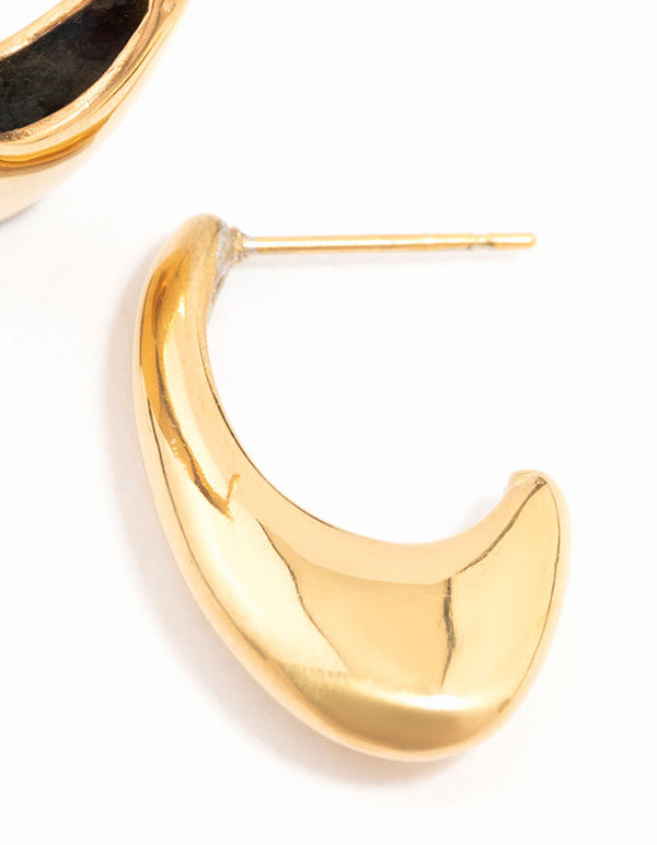 Featuring waterproof gold plated stainless steel oval hoop earrings post detail view