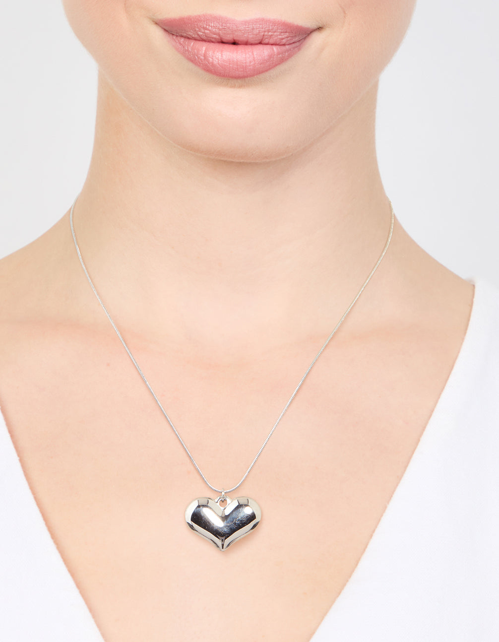 Waterproof Stainless Steel Classic Puff Heart Necklace